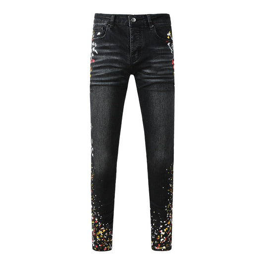Amiri jeans black with paint splatter