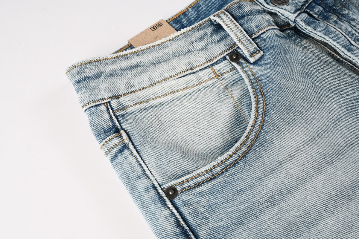 KSUBI denim distressed light blue skinny jeans