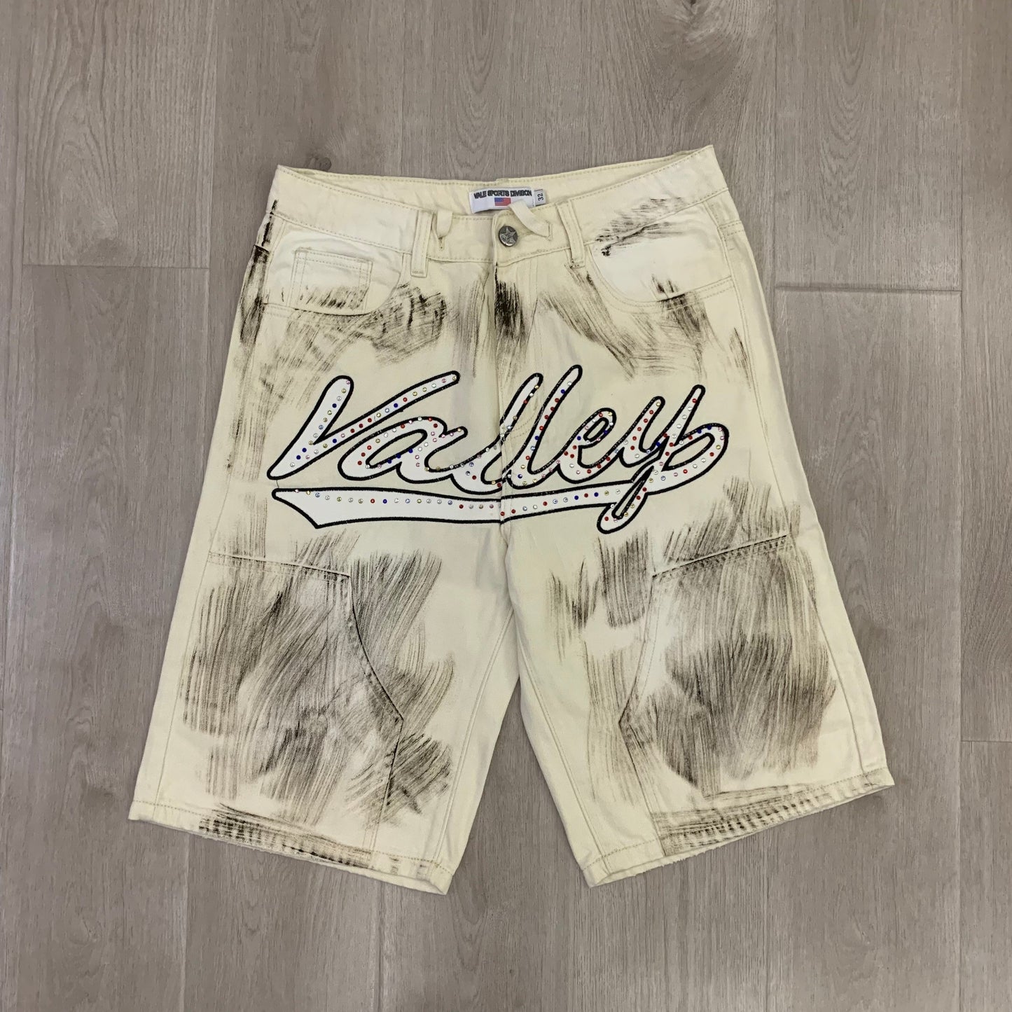 Vale Forever Skittles Jorts Men's Rhinestones Denim Shorts