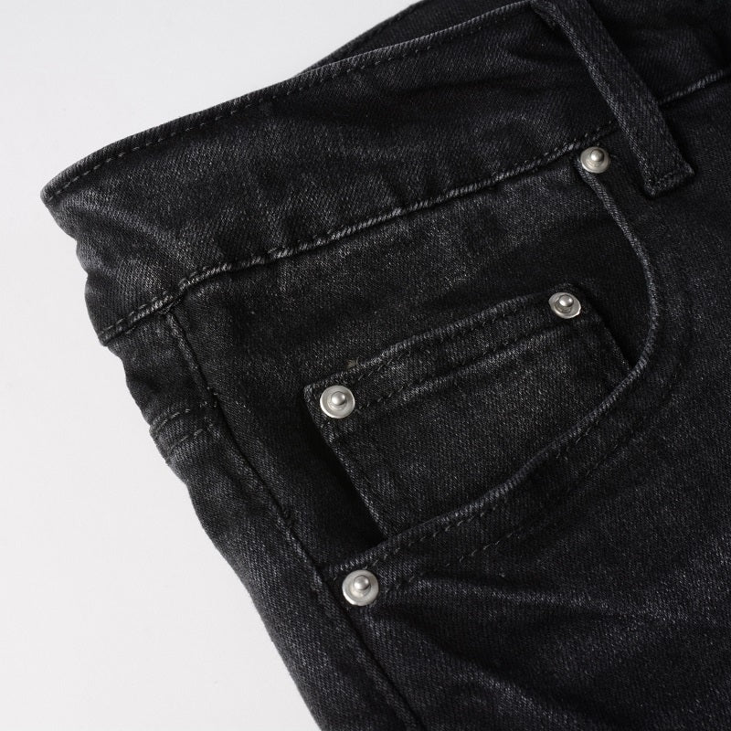Amiri jeans 22 black with leather patch