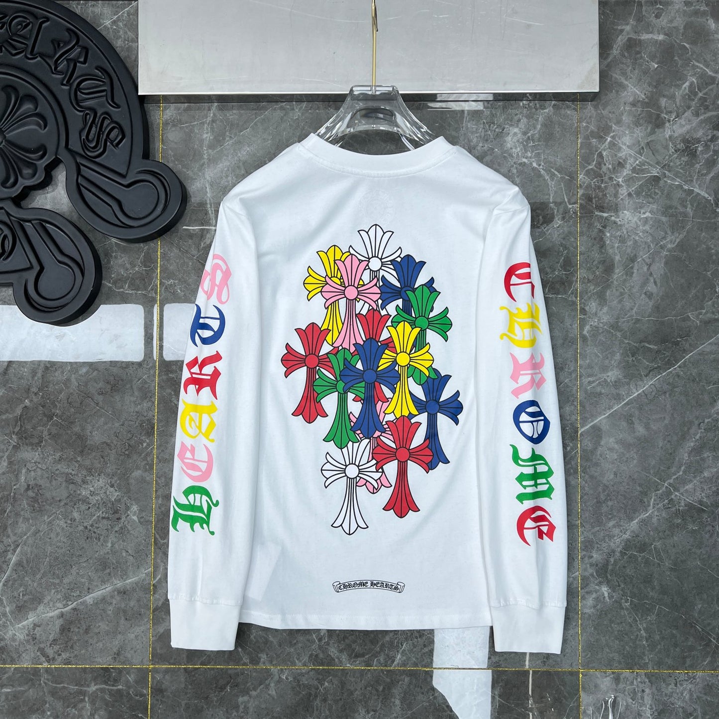 chrome hearts longsleave with colorful hearts