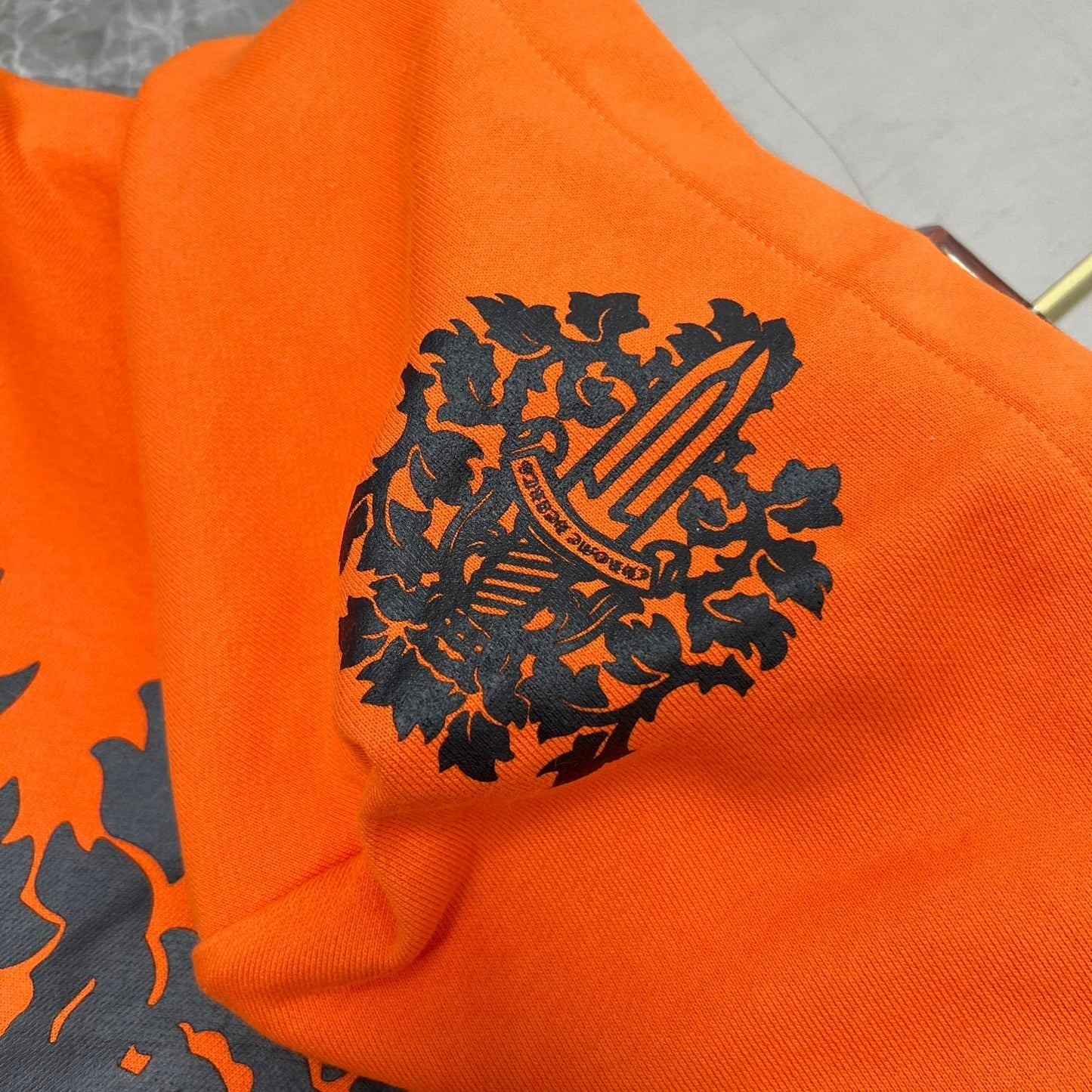 Orange chrome hearts hoodie