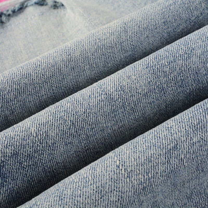 Amiri jeans blue denim with pink amiri patch