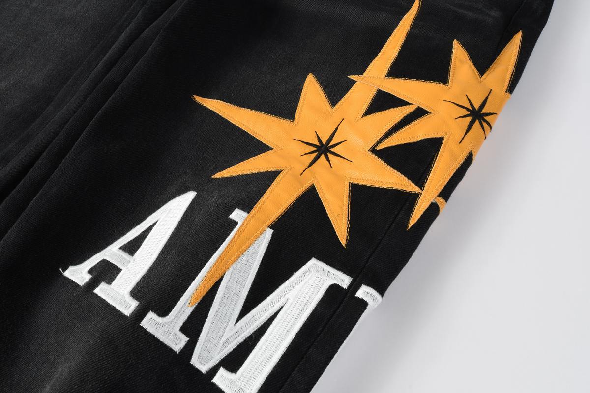 Amiri jeans black with yellow star  patch