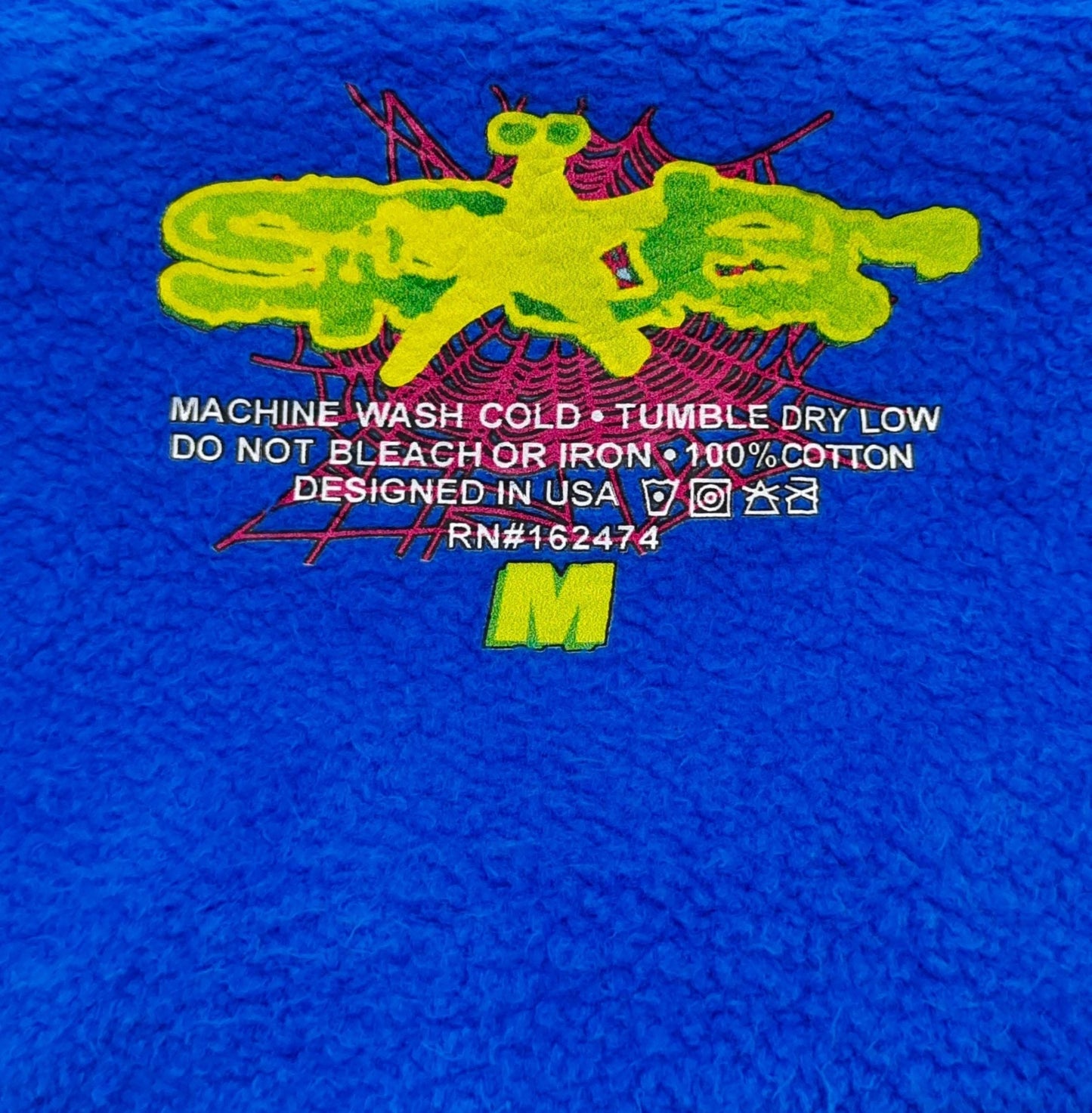 Blue and yellow sp5der hoodie