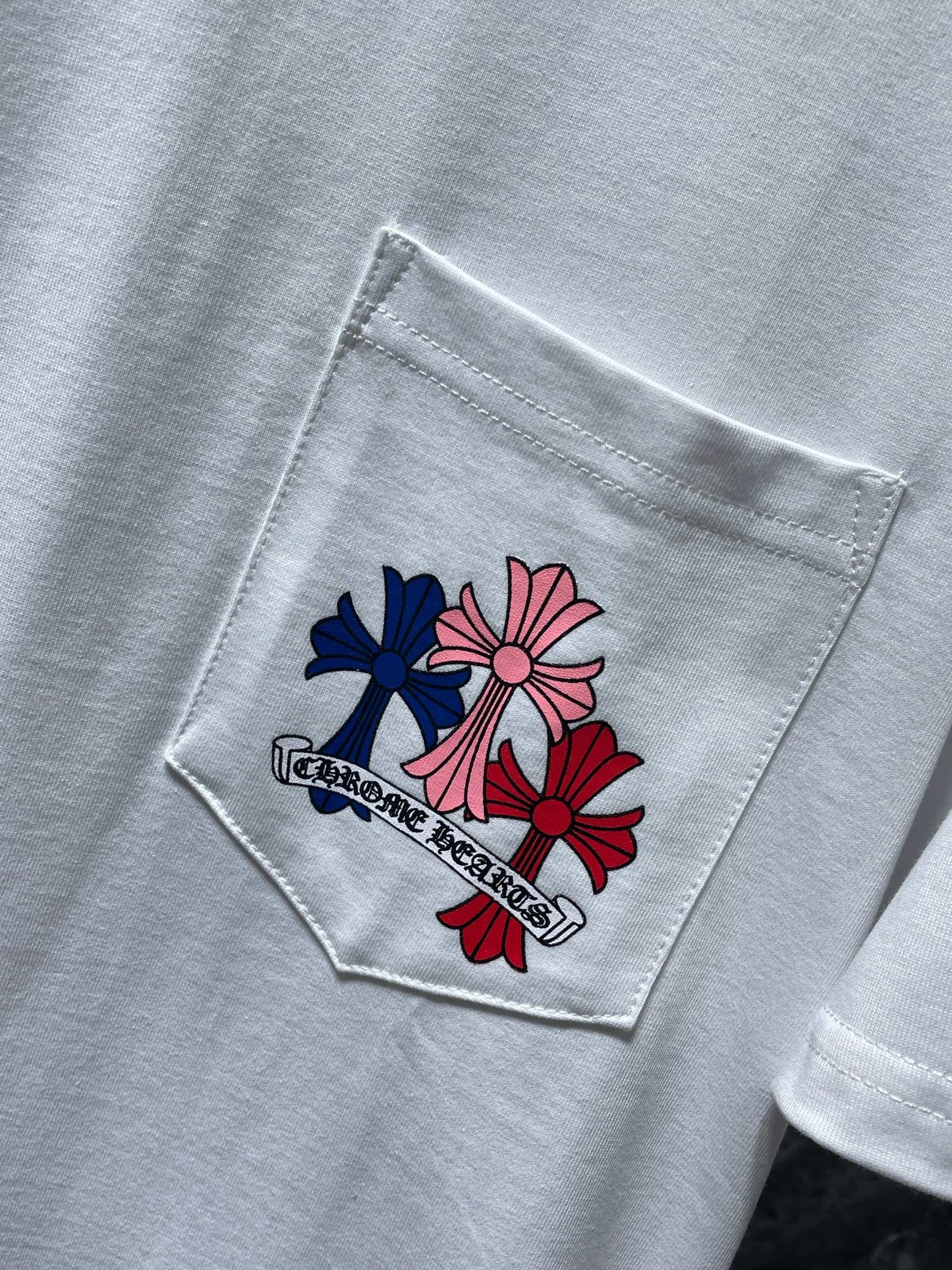 Chrome hearts tee with colorful crosses