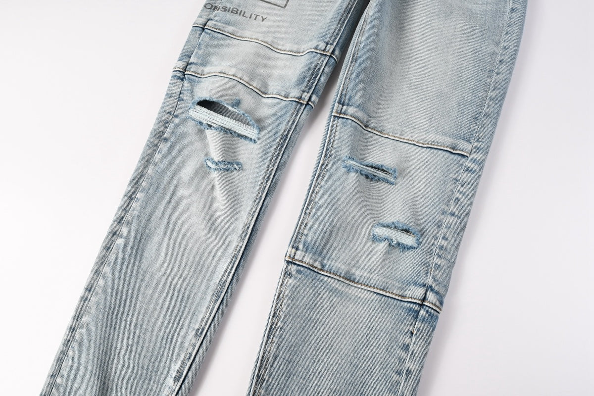 KSUBI denim distressed light blue skinny jeans