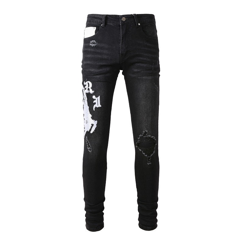 Amiri jeans black jeans with white logo