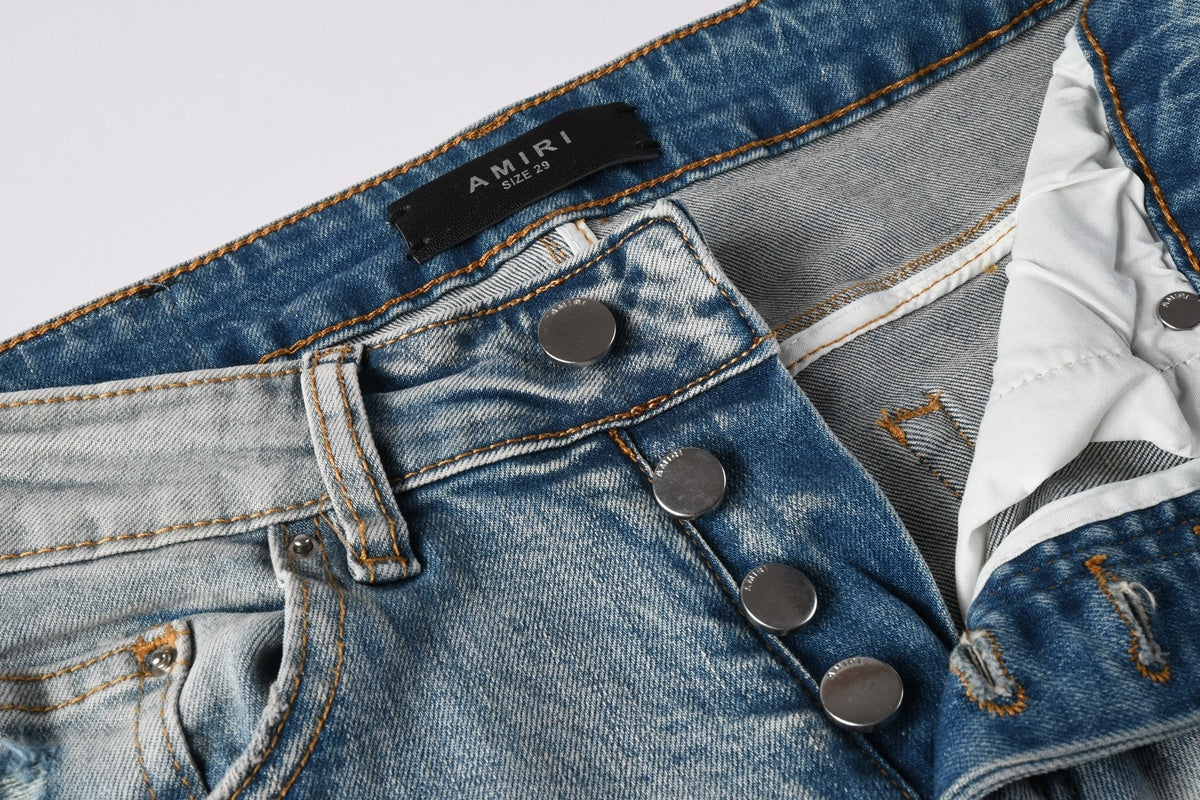 Amiri jeans light blue with  snake