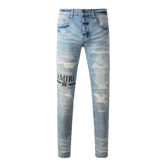 Amiri jeans light blue black amiri logo