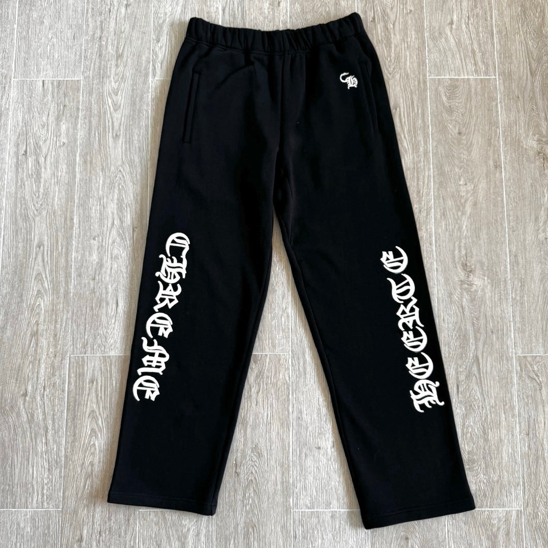 Black chrome hearts sweatpants flared