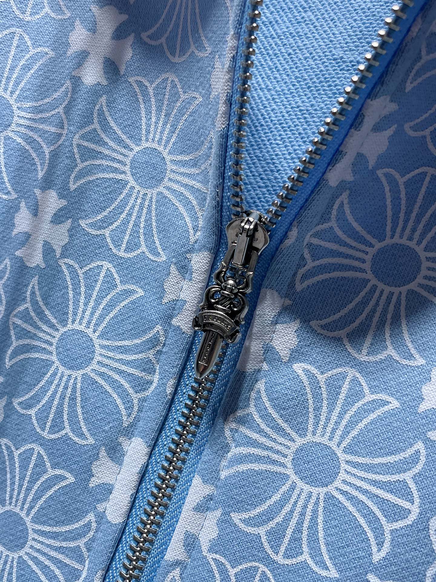 Light blue  chrome hearts zip up jacket