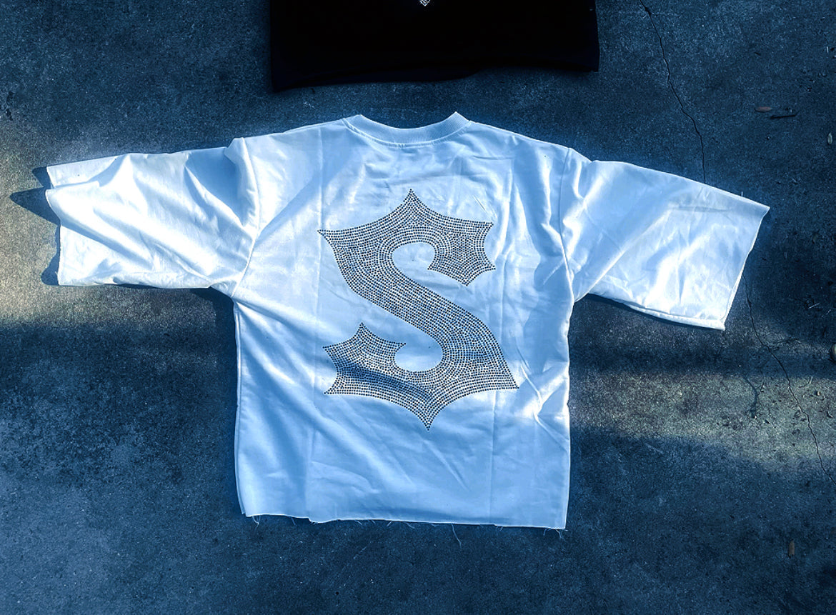 White  Saint boxed  fit tee