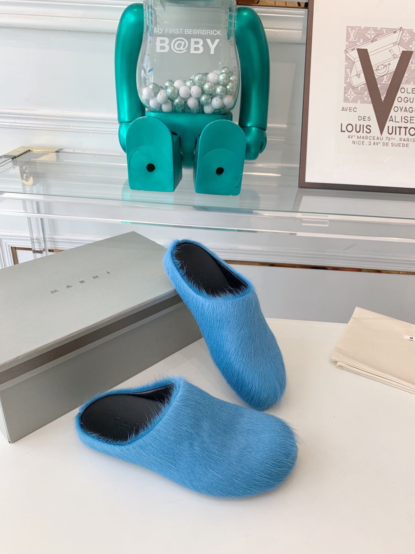 Marni slides loafers light blue