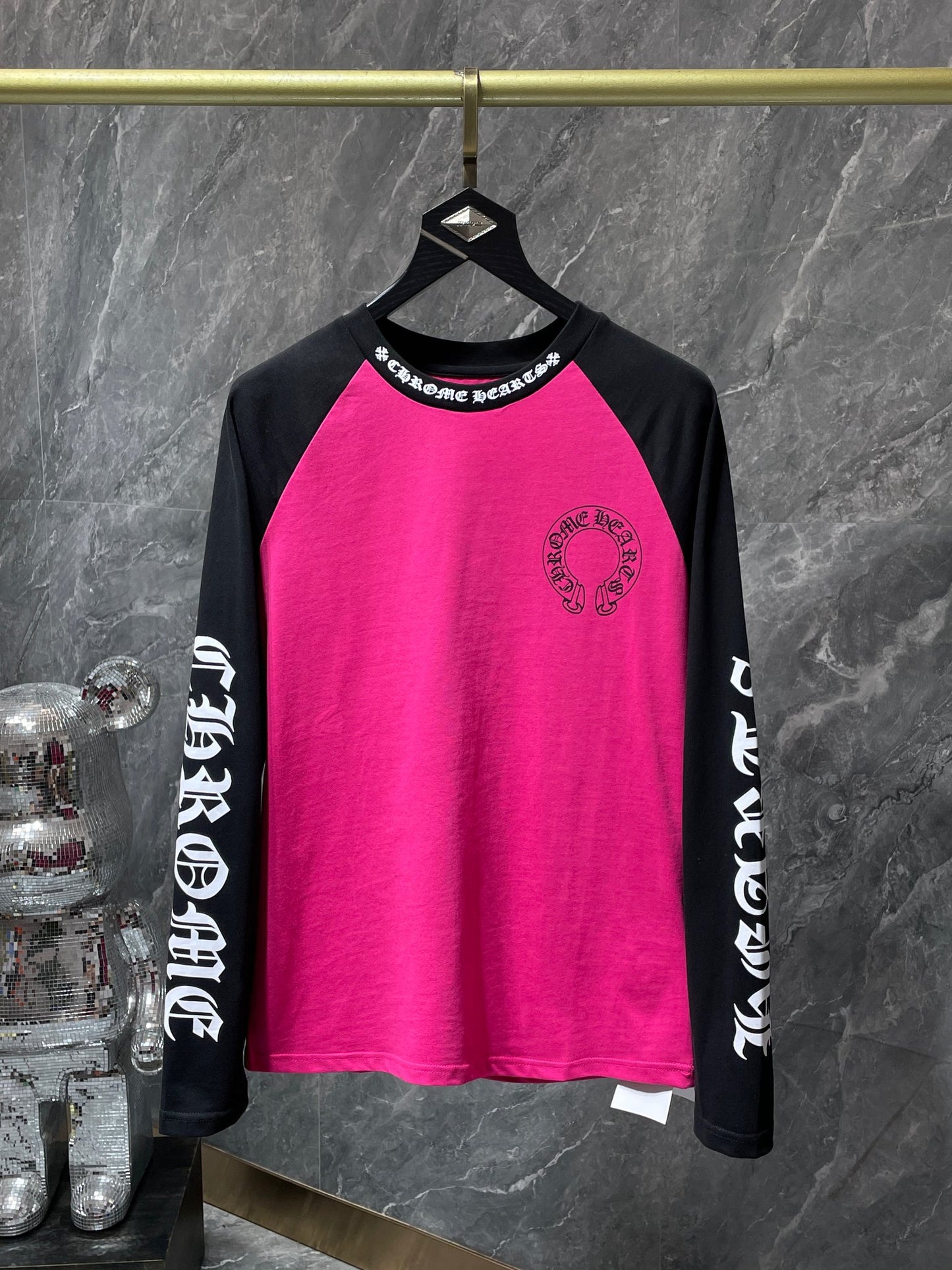 Pink and black chrome hearts longsleave