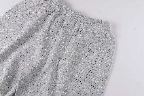 Sp5der gray  shorts with reignstones