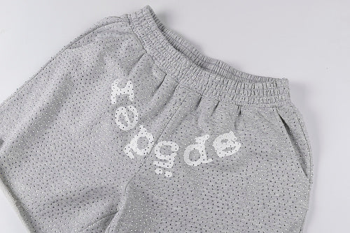 Sp5der gray  shorts with reignstones