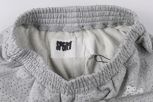 Sp5der gray  shorts with reignstones