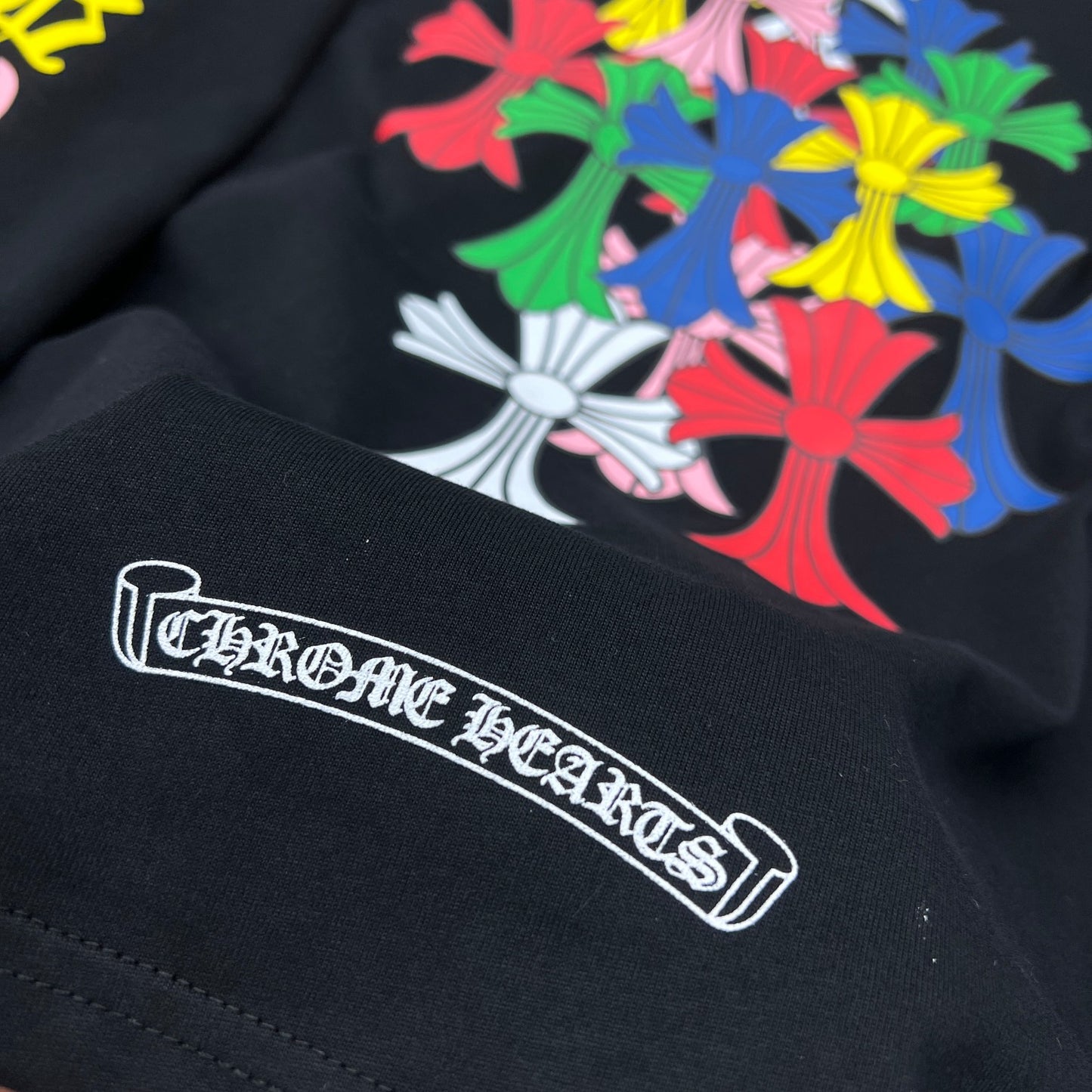 chrome hearts longsleave with colorful hearts black