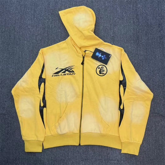 Hellstar orange zip up jacket
