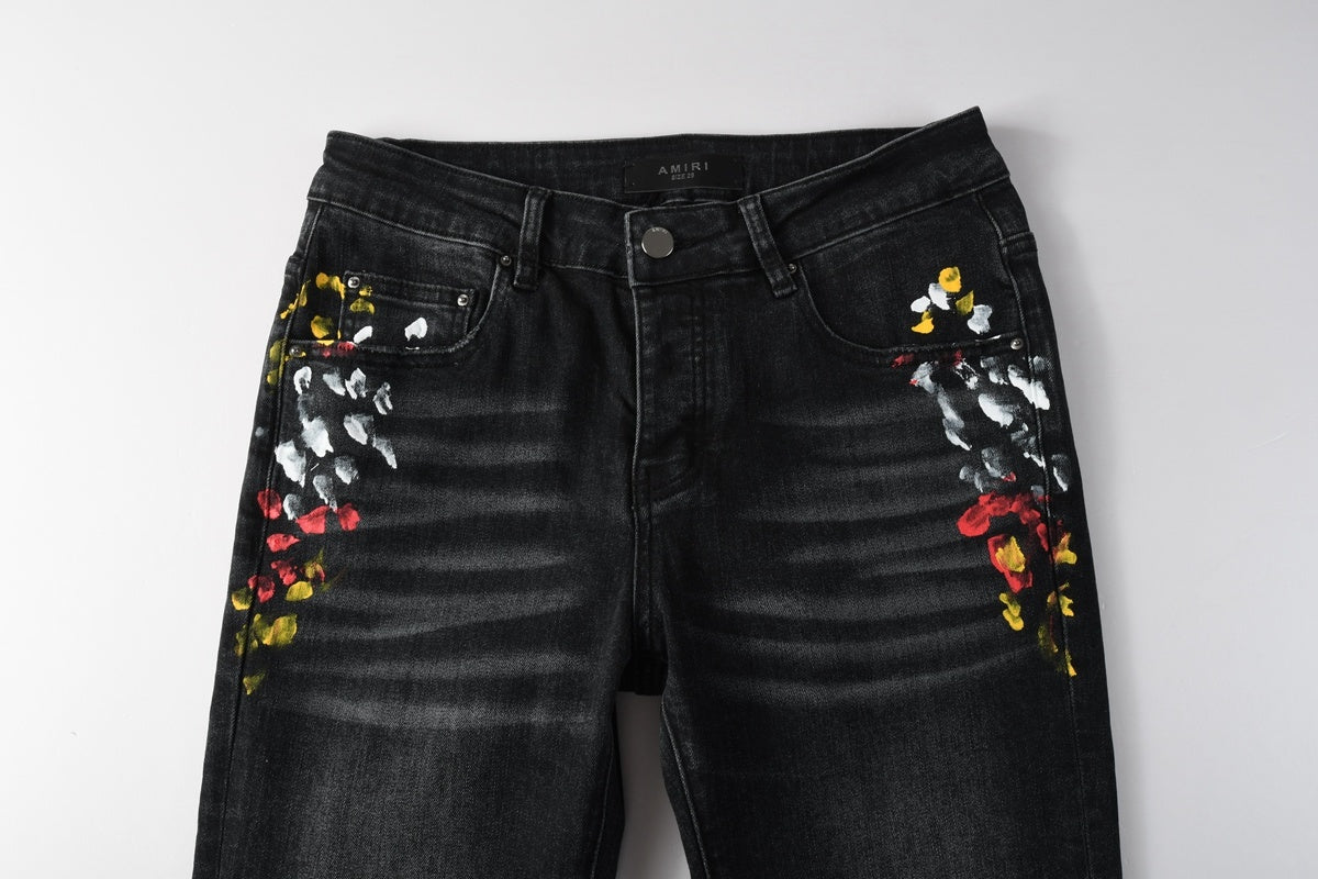 Amiri jeans black with paint splatter