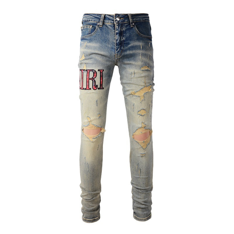 Amiri jeans blue/ beige red