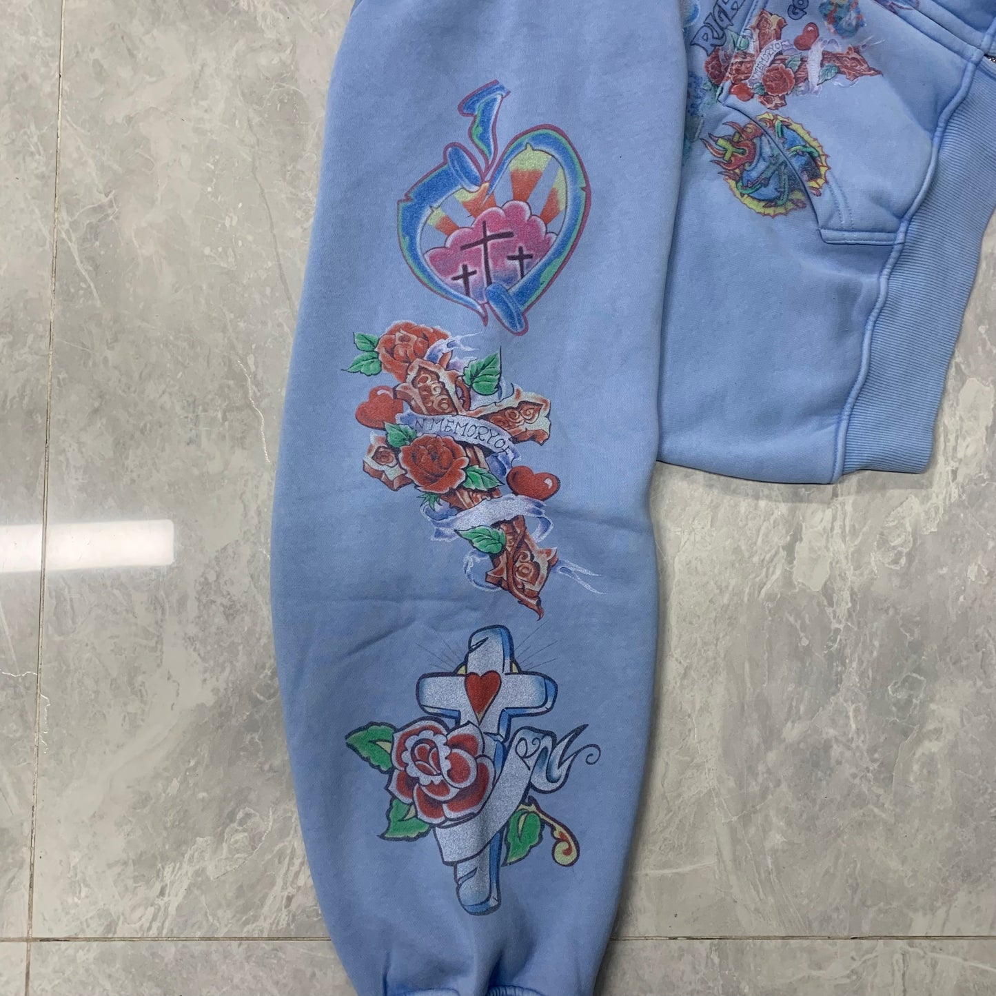 Righteous Risen King Zip Up Hoodie light blue