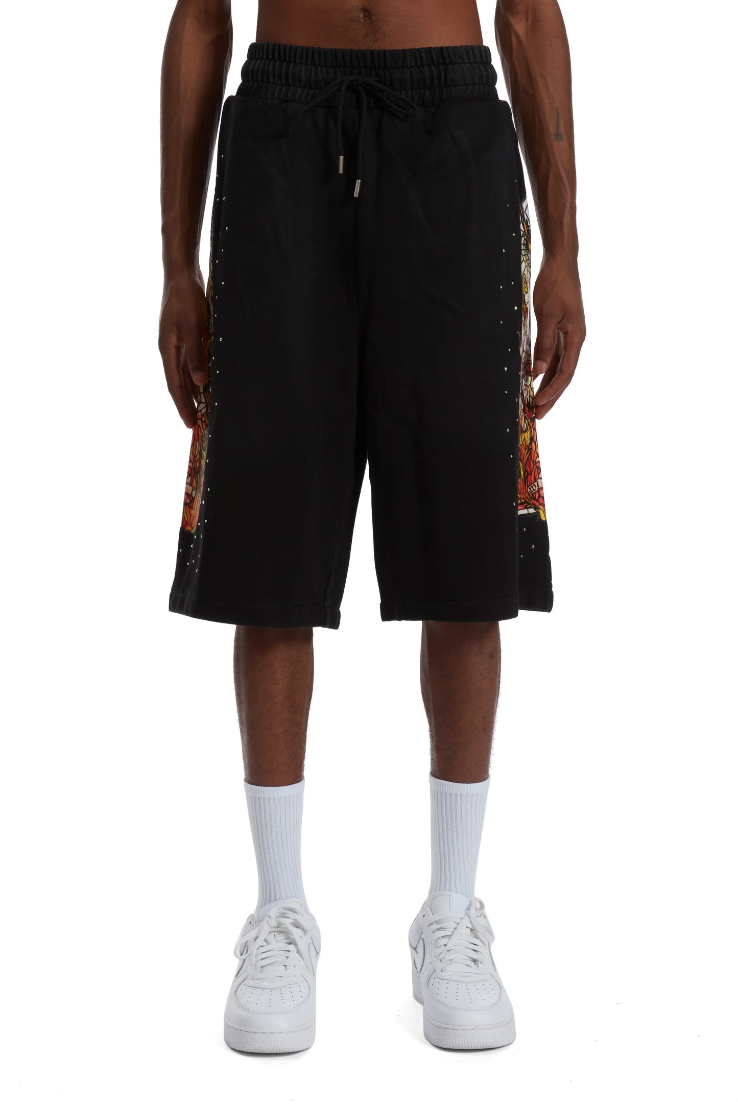 WHO DECIDES WAR black flame glass shorts