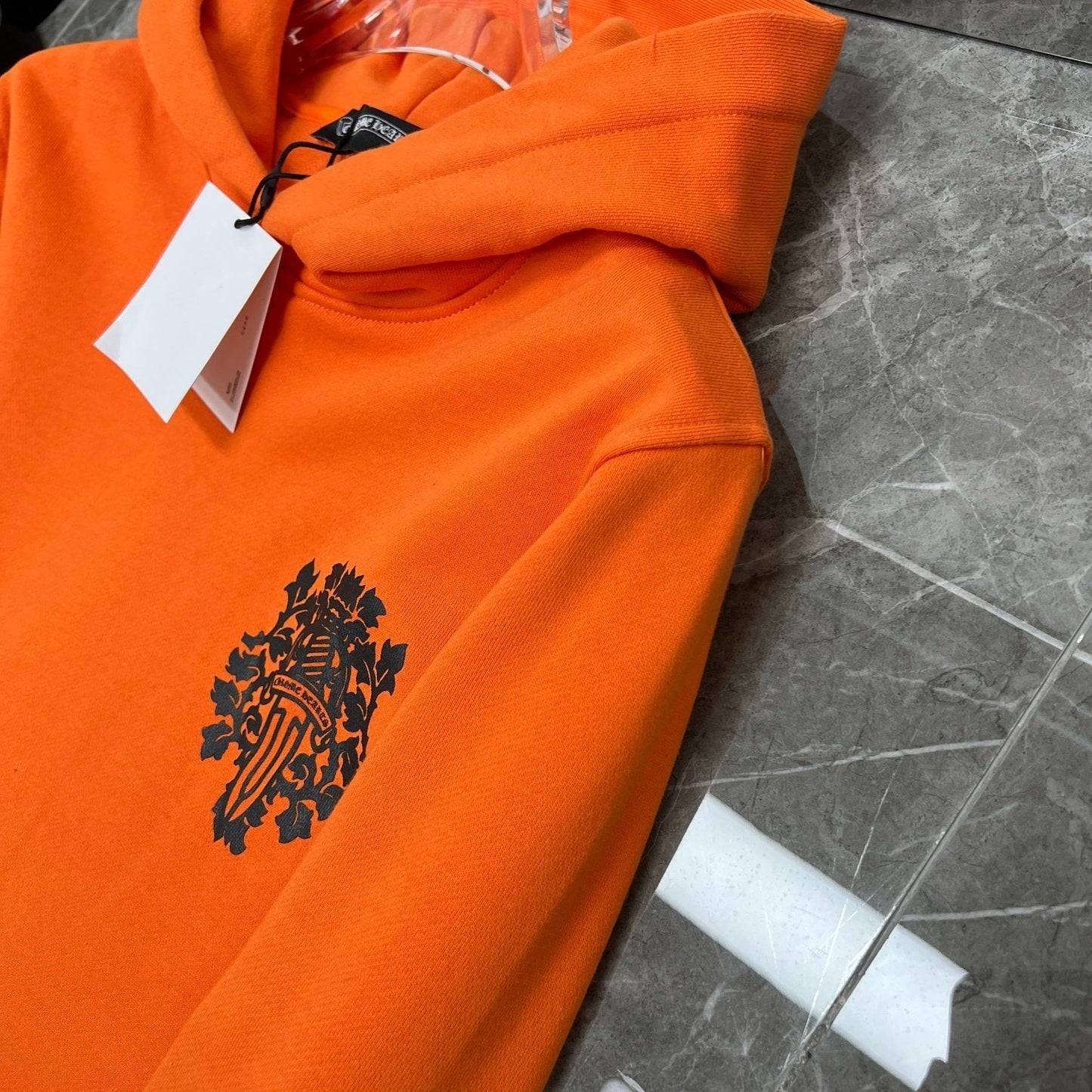 Orange chrome hearts hoodie