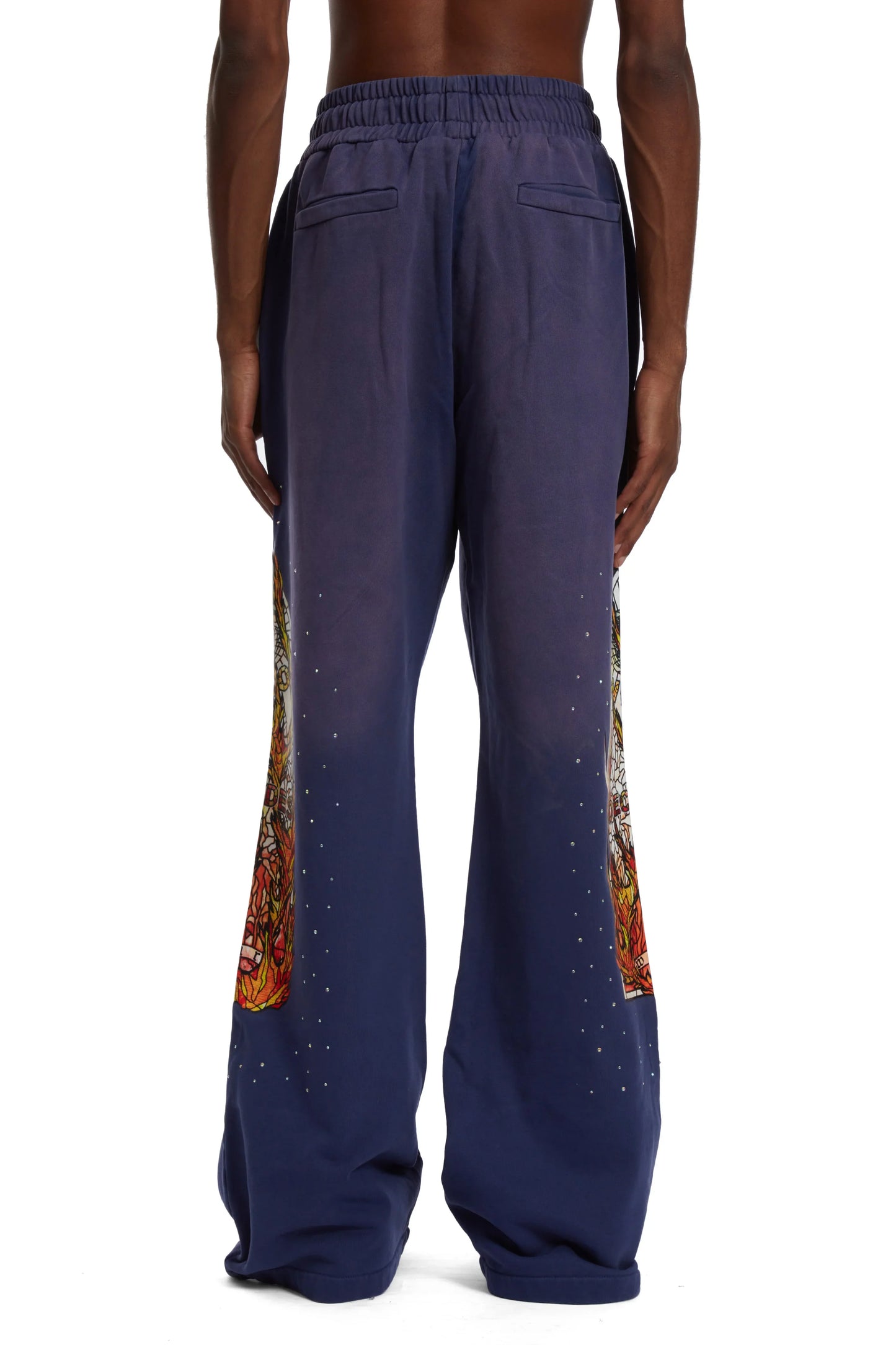 WHO DECIDES WAR pruple  flame glass sweatpants