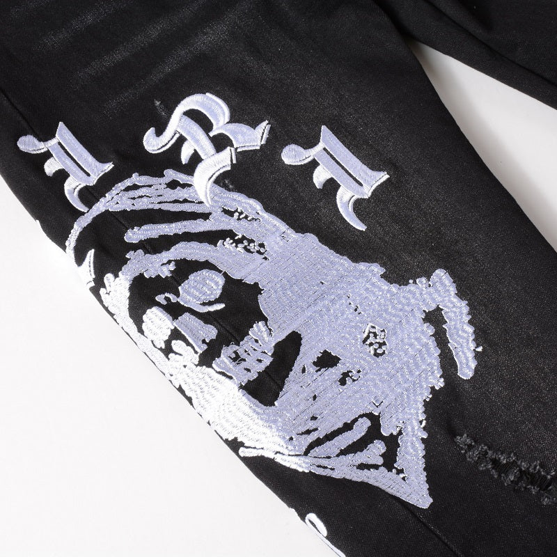 Amiri jeans black jeans with white logo