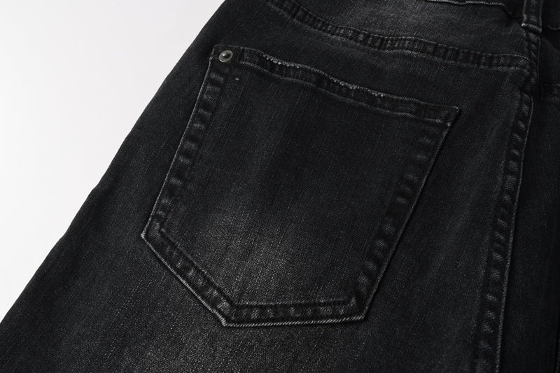 KSUBI denim black distressed skinny jeans red embroidered/screen print  writing
