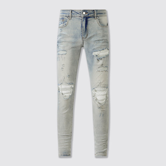 Amiri jeans light gray distressed