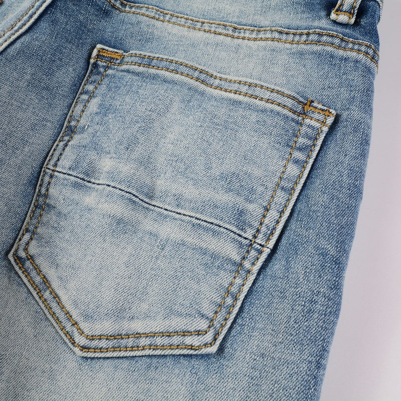 Amiri jeans blue denim with pink amiri patch