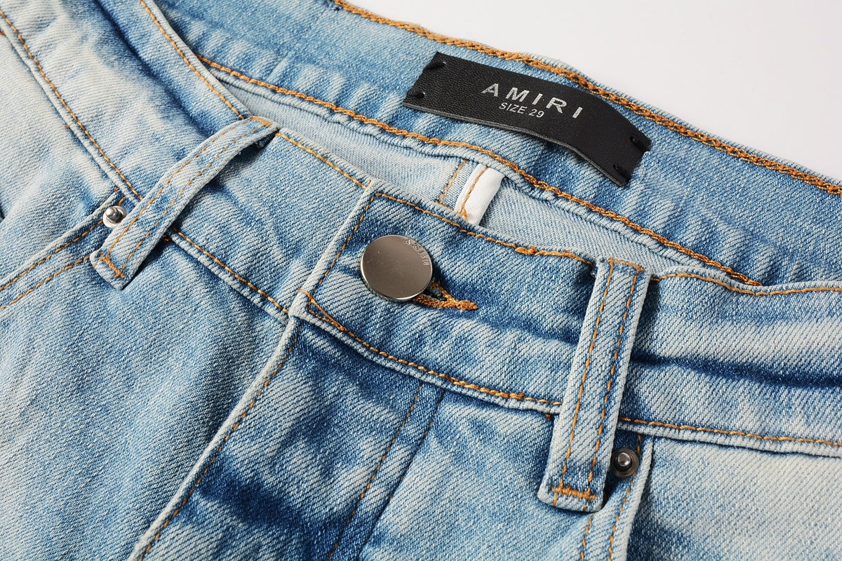 Amiri jeans light blue black amiri logo