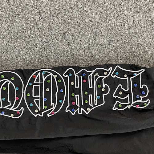 MIXED EMOTION RHINESTONE NAYLON TRACK PANTS