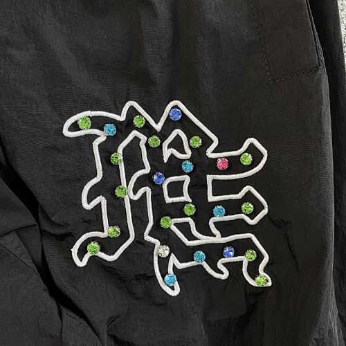 MIXED EMOTION RHINESTONE NAYLON TRACK PANTS