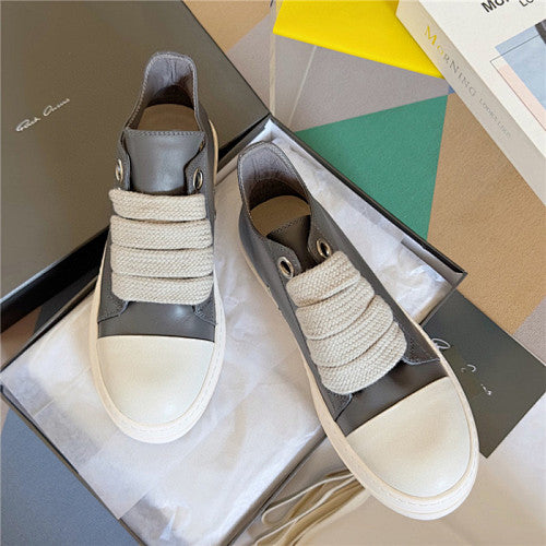 Rick Owens Gray Concordians Jumbolace Low Sneaks Sneakers