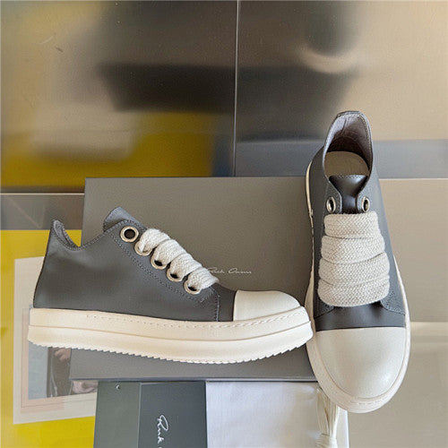 Rick Owens Gray Concordians Jumbolace Low Sneaks Sneakers