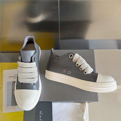 Rick Owens Gray Concordians Jumbolace Low Sneaks Sneakers