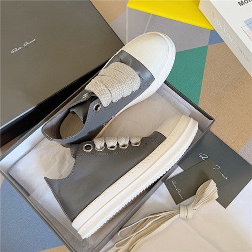 Rick Owens Gray Concordians Jumbolace Low Sneaks Sneakers