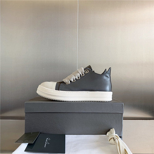 Rick Owens Gray Concordians Jumbolace Low Sneaks Sneakers