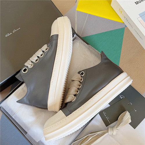 Rick Owens Gray Concordians Jumbolace Low Sneaks Sneakers
