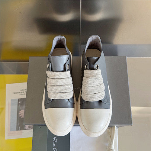 Rick Owens Gray Concordians Jumbolace Low Sneaks Sneakers