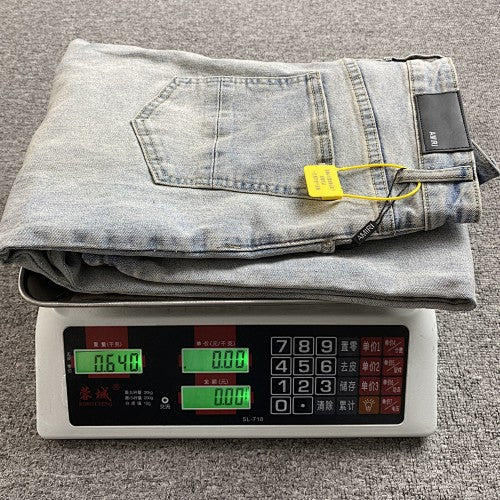 Amiri jeans light gray and red  with diressing (Copy)