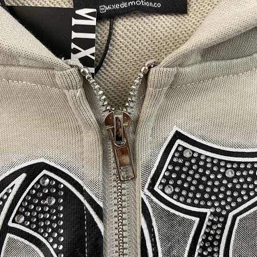 Mixed Emotions Last Ride Rhinestone Hoodie Grey