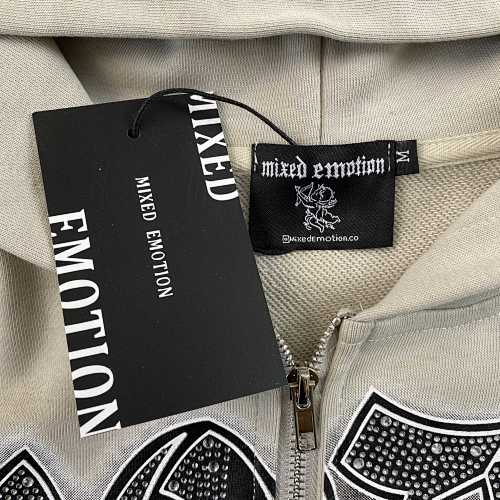 Mixed Emotions Last Ride Rhinestone Hoodie Grey