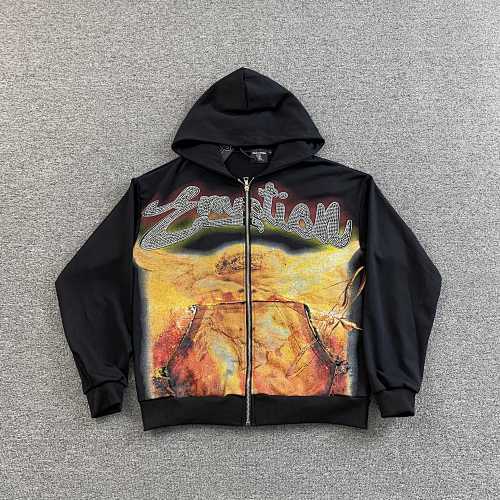 Mixed Emotions Black Rhinestone Hoodie