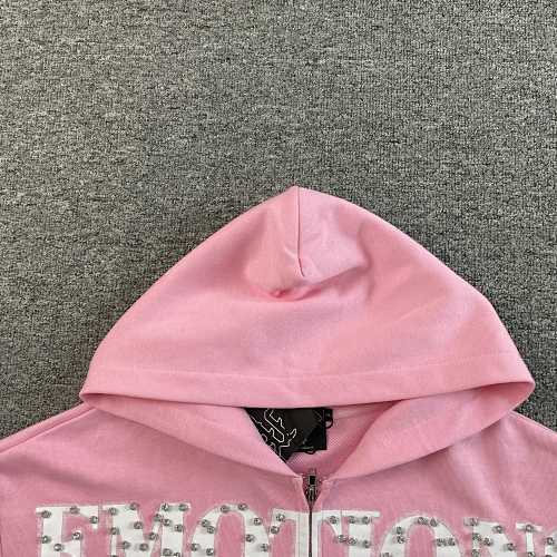 Mixed Emotion "Emotions Never End" Pink Rhinestone Zip Up Hoodie