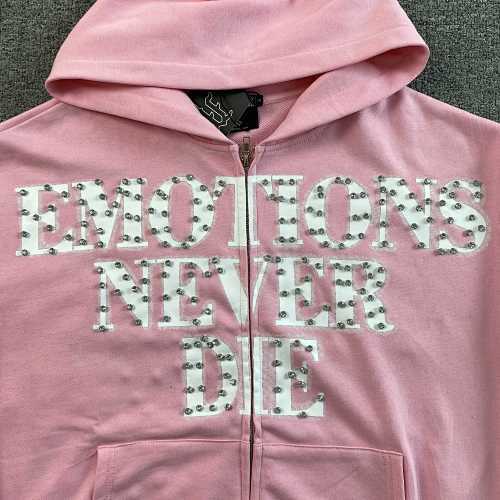 Mixed Emotion "Emotions Never End" Pink Rhinestone Zip Up Hoodie